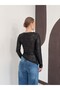 Shiny Sequined Long Sleeve Blouse - Black |   F2060 - Black - 2