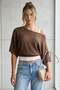 Brown Wide Collar Double Layer Knitwear Sweater Mg2780