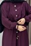 طقم نسائي مكون من قطعتين: تونيك طويل بأزرار وحزام خصر، لون بني - 3