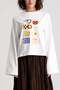 Women's Ecru Wide Sleeve Oversize Printed T-Shirt 31100 - 4