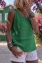 Women's Green 100% Cotton Muslin Dirty Stitching Strappy Layered Casual Basic Athlete Blouse 3423180