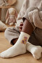 Girl's Elasticless Modal Socks with Teddy Accessories, Ecru - 3