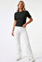 Black Crew Neck Short Sleeve Knitwear Sweater Slim Fit Hair Knit Patterned - 4