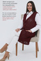 Large Size Very Special Knitwear Long Hijab Spring Summer Openwork Thin Long Buttoned Mother Burgundy Vest - 2