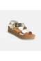 Women's Gold Adjustable Buckle Heeled Leather Sandals - 8