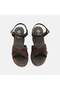 Women's Bitter Brown Metal Buckle Wedge Heeled Suede Sandals - 6