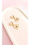 Gold Color Heart and Star Detailed Green Stone Steel Dangle Earrings-Steel Earrings-Steel Earrings with Heart - 3