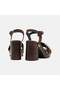Women's Bitter Brown Metal Buckle Platform Heeled Suede Sandals - 5