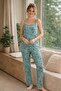 Women's Star Printed Green Milan Strap Pajama Set - 2