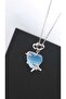 Heart Star Figured Colorful Opal Stone Steel Necklace - 4
