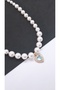 Heart White Mother of Pearl Figured Lacquer Coated Pearl Necklace - 4
