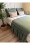 Pearl 3-Piece Vintage Ruffled Light Green Double Bed Table Runner - 7