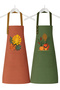 Kitchen Apron Set of 2 Stain Resistant Water Repellent Fabric Colorfast Print Monstera Potted Plants Apron - 3