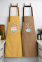 Kitchen Apron Set of 2 Stain-Proof Water-Repellent Fabric Fade-Free Print Floral Cake and Teapot Patterned - 2