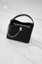 Women's 3-Compartment Square Model Chain Detail Handbag and Shoulder Bag Black