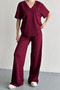 Women's Basic Half Sleeve V-Neck Modal Set 3197