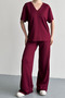 Women's Basic Half Sleeve V-Neck Modal Set 3197 - 2