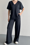 Women's Modal Fabric Half Sleeve V-Neck Tracksuit Set 1209 - 2