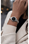 Silver Color Black Dial Minimal Women's Wristwatch + Watch Box - 2