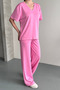Women's Modal Fabric Half Sleeve V-Neck Tracksuit Set 1209 - 3