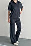 Women's Basic Half Sleeve Polo Neck Modal Set 3198