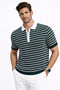 Men's T-Shirt Polo Collar Knitwear Sweater with Half Zipper