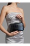 Black Color Silver Detailed Thick Crocodile Patterned Women's Evening Dress Bag Wedding Engagement Graduation