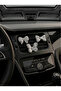 Silver Flower Bow and Butterfly Stone Air Conditioner Grille Ornament – 3-Piece Car Interior Decorative Accessory