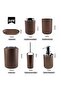 6-Piece Plastic Bathroom Accessory Set with Trash Can & Toilet Brush, Complete Organizer Kit - 3