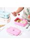 1200ml Wheat Straw Bento Lunch Box,Leakproof,Microwave Safe,Purple - 2