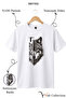 Half Wolf Half Turkish Text Design Printed 100% Cotton T-Shirt