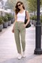 Women's Summer Synthetic Linen High Waist Elastic Skinny Leg Mom Pants C611 - 2