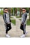 Unisex Striped Detail Hooded Kids Tracksuit Set 1903 - 2