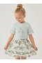 Girl's Aqua Green 2-Piece Bowknot Daisy Lined Skirt Top and Bottom Set - 2