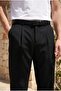 Baruchel Pleated Baggy Fit Fabric Men's Trousers - Black - 2