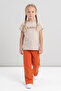 Crew Neck Print Detailed Girl's Bottom and Top Set - 3