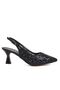 Tulle Stone Detailed Medium Heel Pointed Toe Evening Dress Shoes - 3