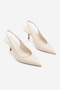 Women's Stiletto Pointed Toe Open Back Strap Short Classic Heeled Shoes Dorve Ecru - 3