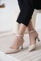 Clara Women's Beige Heeled Shoes - 3