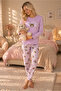 Women's Bear Printed Single Jersey Long Sleeve Pajama Set - 2