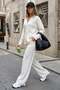 Ecru long sleeve striped shirt pants double set mg2329 - 2
