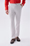 Men's Gray Slim Straight Fit Tie-Waist Trousers - 3