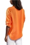 Women's Linen Orange Ayrobin Pattern Embroidered Oversize Shirt - 4