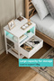 Modern LED Nightstand with Charging Station, USB Ports, Fabric Drawers & Shelf. - 4