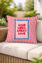Double-Sided Printed Red Striped Good Vibes Themed Velvet Textured Throw Pillow Cover - 7