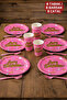 Happy Birthday Written Pink Cardboard Plate Cup Set Birthday Special Day Celebration Ornament