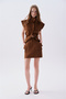 Women's Brown Mini Skirt with Pocket Detail - 4