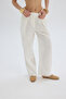 Alidah Pleated Ecru Wide Leg Trousers - 7