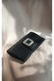 Women's Black Patterned Stone Buckle Detailed Special Design Wedding Engagement Event Portfolio Clutch Evening Dress Bag - 2