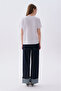 Women's White Embroidery Detailed Crew Neck T-Shirt - 2
